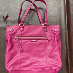 Vintage Coach  Daisy Smooth Leather Tote Bag Coral Pink Shoulder